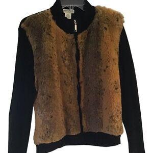 Drapers & Damons Women’s Faux Fur Knit Petites Sweater Jacket PM